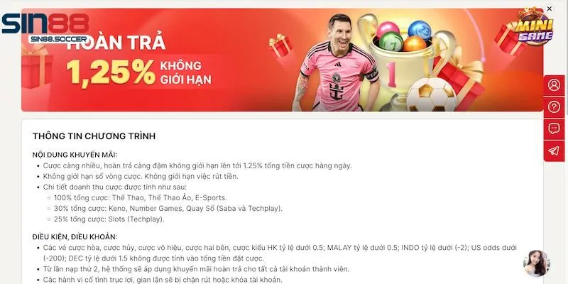 Cập nhật các chương trình khuyến mãi Sin88 mới nhất